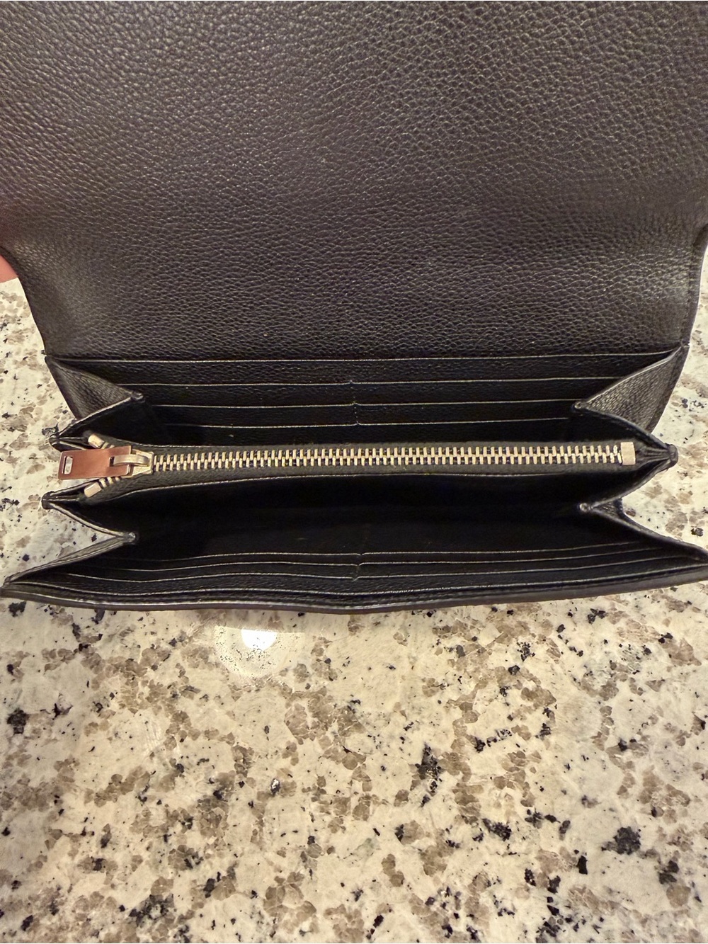 Saint Laurent Black Pebbled Leather Long Wallet - Picture 5 of 7